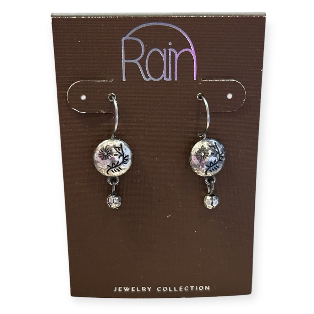 RAIN Engraved Silver Earrings NWT